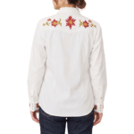Chemise femme western côtelé blanche broderie floral (3)