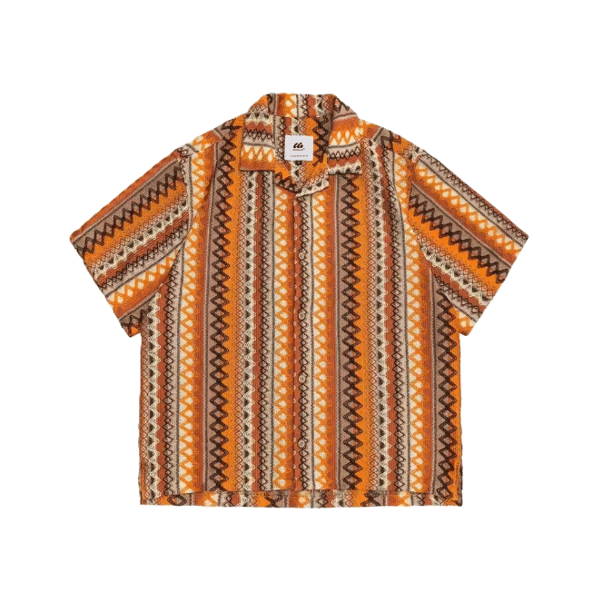 Chemise homme cowboy motif aztec oversize col cubain (2)
