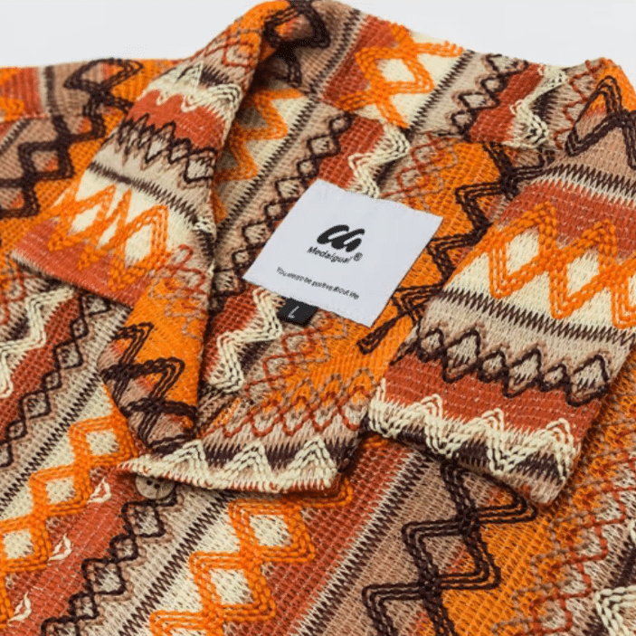 Chemise homme cowboy motif aztec oversize col cubain (6)
