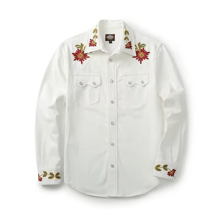 Chemise homme western côtelé broderie florale (3)