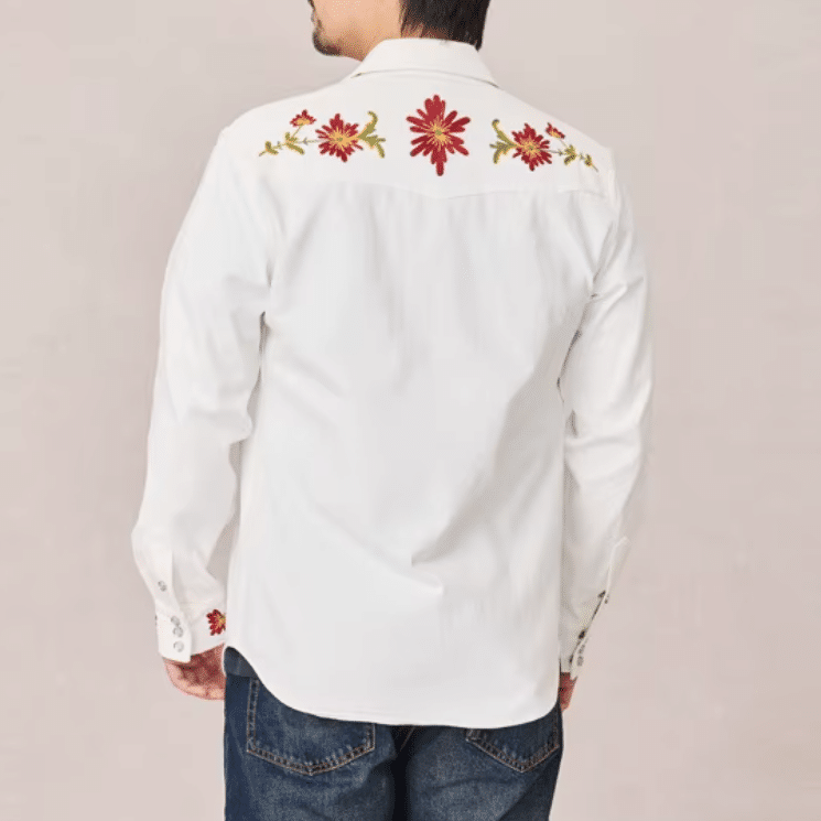 Chemise homme western côtelé broderie florale (8)