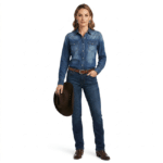 Chemise jean femme cowboy slim classique