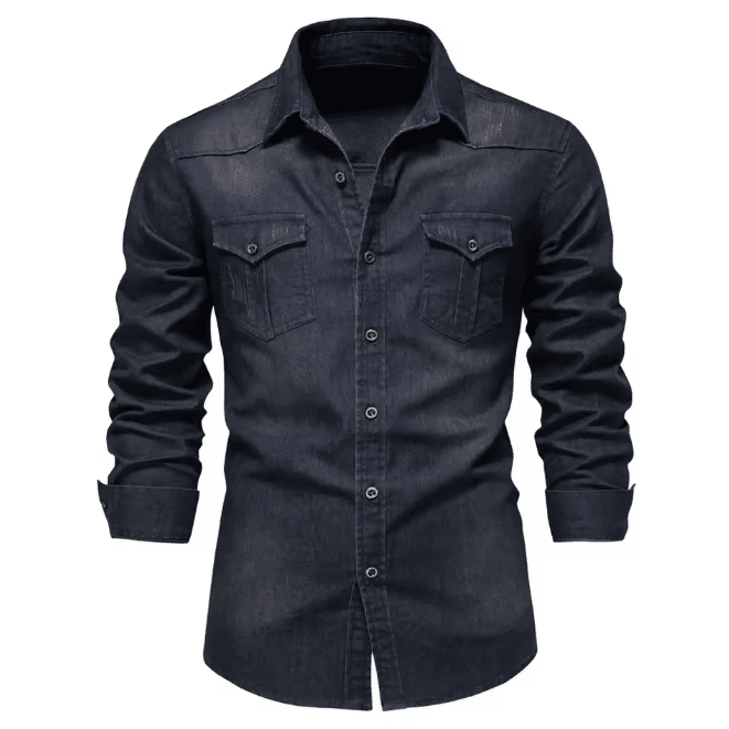 Chemise jean homme cowboy slim classique (4)