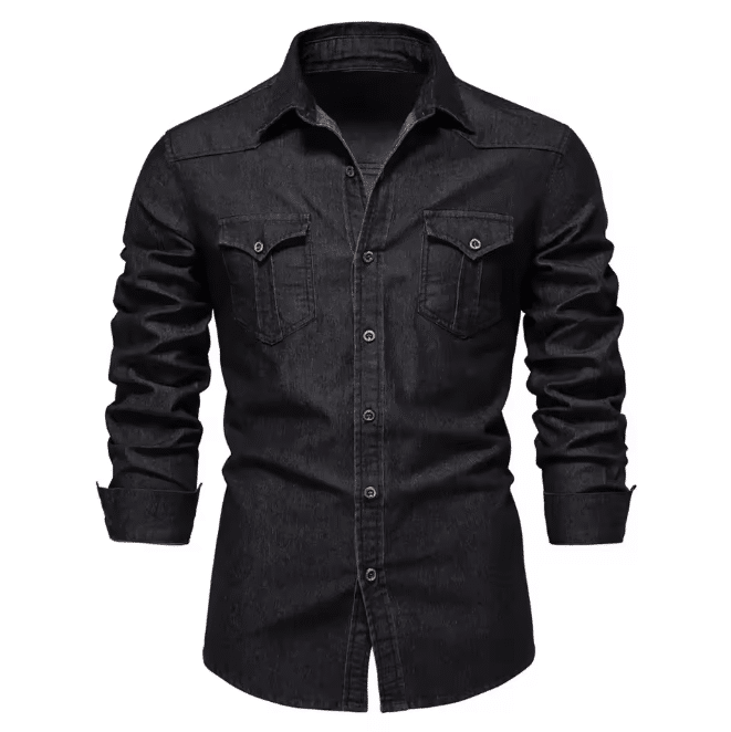 Chemise jean homme cowboy slim classique (5)