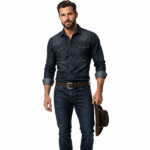 Chemise jean homme cowboy slim classique (8)