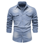 Chemise jean homme cowboy slim classique (9)