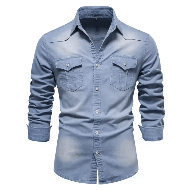 Chemise jean homme cowboy slim classique (9)