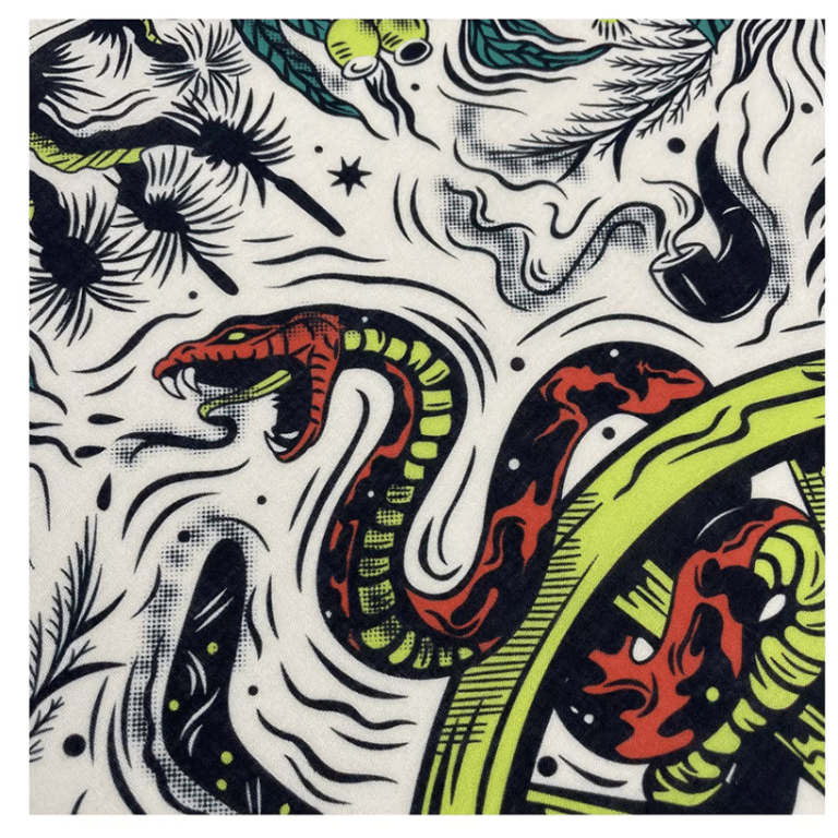 Foulard cowboy coton motif Bandits roue western vintage (2)