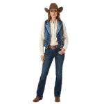 Gilet cowboy en jean ajusté avec revers et détails métalliques (5)