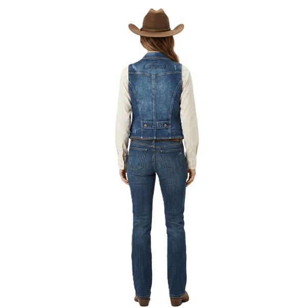Gilet cowboy en jean ajusté avec revers et détails métalliques (6)