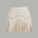 Jupe cowboy à franges en simili cuir avec rivets (4)