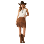 Jupe cowboy à franges en simili cuir avec rivets (5)