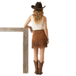 Jupe cowboy à franges en simili cuir avec rivets (6)