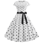 Robe vintage blanche à pois noirs western (1)