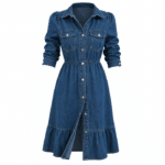 Robe western effet denim boutonnée (2)