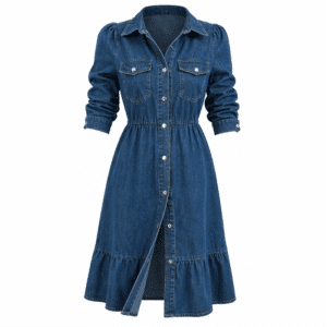 Robe western effet denim boutonnée