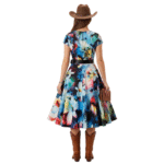 Robe western fleurie colorée ceinture noire (7)