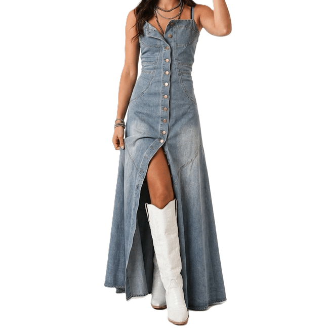 Robe western jean à boutonnage Intégral (5)