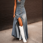 Robe western jean à boutonnage Intégral (6)