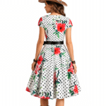 Robe western vintage blanche à pois et fleurs (6)