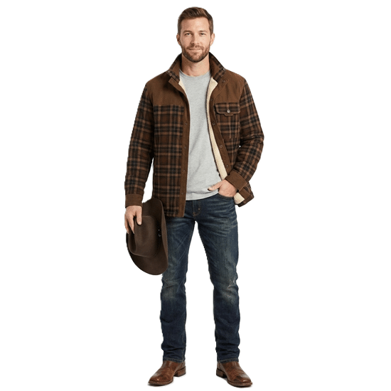 Veste homme carreaux doublée polaire Style Cowboy (10)