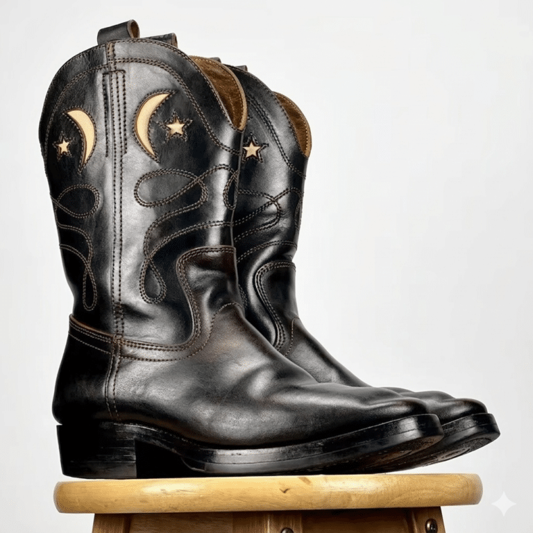 bottes cowboy homme cuir de vachette étoiles (4)