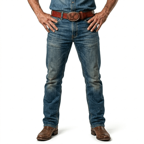 ceinture cowboy cuir marron boucle cerf gravé (8)