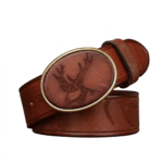 ceinture cowboy cuir marron boucle cerf gravé (9)