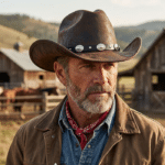 chapeau cowboy homme marron simili cuir effet vieilli bandeau médaillons