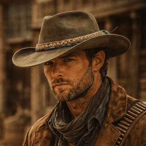 chapeau fedora patiné effet vieilli style cowboy (1
