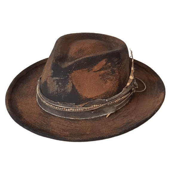 chapeau fedora patiné effet vieilli style cowboy (1)