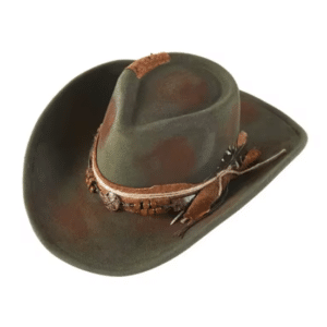 Chapeau cowboy patiné effet vieilli bandeau noué