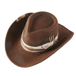 Chapeau cowboy patiné effet vieilli bandeau noué
