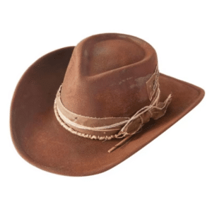 Chapeau cowboy patiné effet vieilli bandeau noué
