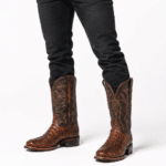 Bottes Cowboy Western Effet Crocodile Marron (6)