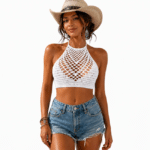 Brassière crochet col montant femme