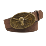 Ceinture cowboy boucle taureau argenté (1)