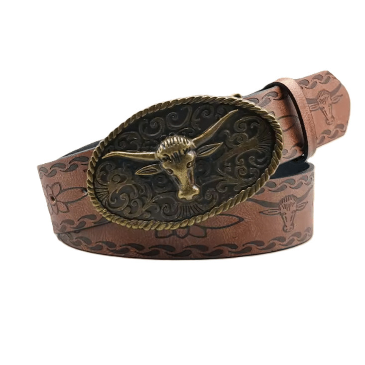 Ceinture cowboy boucle taureau argenté (2)