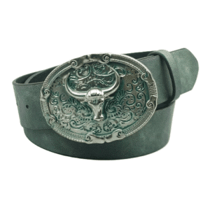 Ceinture cowboy boucle taureau argenté