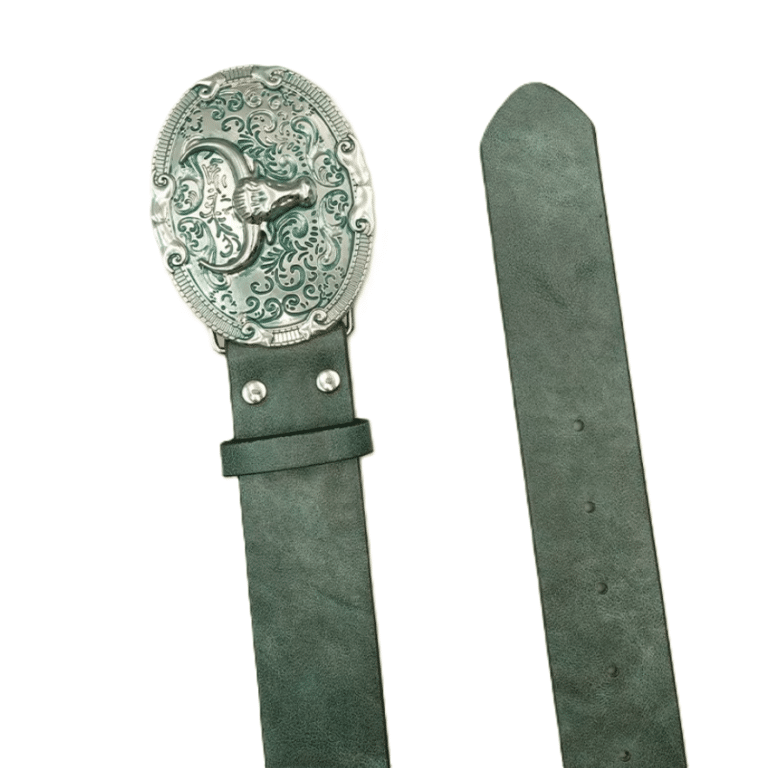 Ceinture cowboy boucle taureau argenté (5)