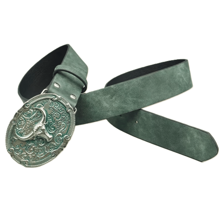 Ceinture cowboy boucle taureau argenté (6)