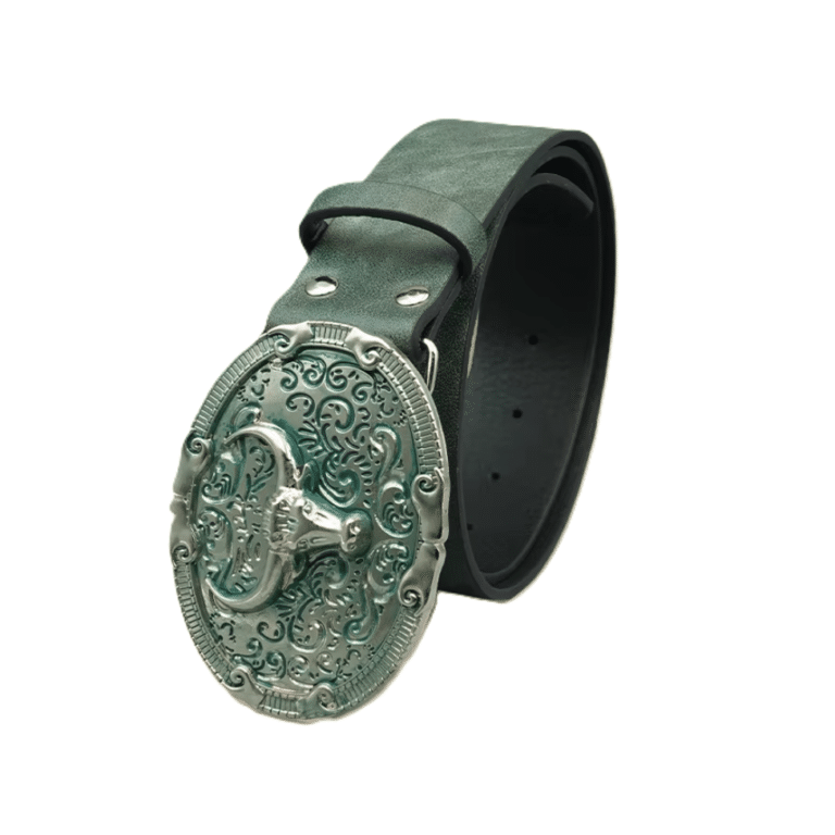 Ceinture cowboy boucle taureau argenté (7)