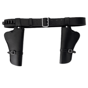 Ceinture cowboy double holster porte-balles simili cuir noir
