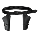 Ceinture cowboy double holster porte-balles simili cuir noir (2)