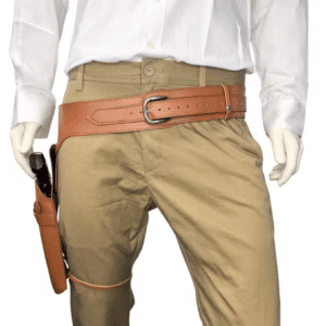 Ceinture cowboy holster simili cuir camel