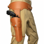 Ceinture cowboy holster simili cuir camel (2)
