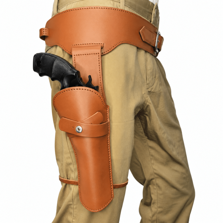 Ceinture cowboy holster simili cuir camel (2)