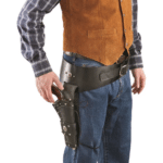 Ceinture cowboy holster simili cuir noir éléments métalliques (1)
