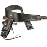 Ceinture cowboy holster simili cuir noir éléments métalliques (2)