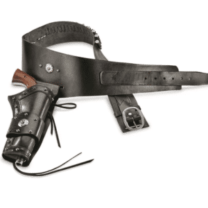 Ceinture cowboy holster simili cuir noir éléments métalliques